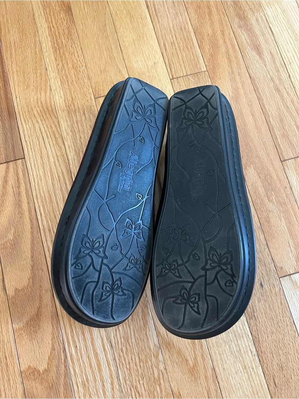 Alegria Black Suede Slip-On Flats with Decorative Strap